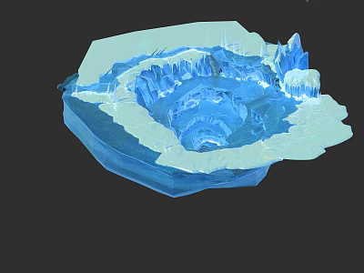 Cartoon Ice Cave Scene with Blue Icy Layers and Crystal Structures 3d model