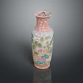 Artistic Hand Carved Porcelain Vase Featuring Landscape Deer and Lotus Patterns