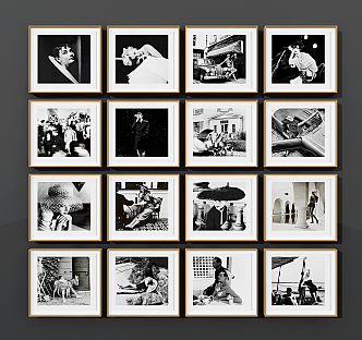 modern figure painting black and white old photos figure painting photo wall 3d model