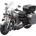 Police Motorcycle With Blue Red Lights Windshield And Black Storage Box
