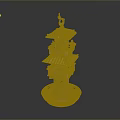 Ceramic Pagoda Style Decorative Sculpture With Multi Tiered Design And Base Tray