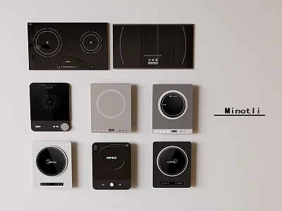 Minotti Modern Kitchen Appliances With Various Stylish Induction Cooker Designs 3d model