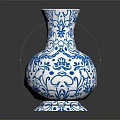 Elegant Blue And White Vase With Intricate Patterns For Home Decor 3d model