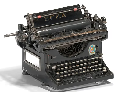 Vintage EFKA Typewriter Industrial Equipment with Mechanical Keyboard and Black Body 3d model