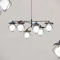 Stylish Modern Chandelier With Geometric Glass Shades And Metal Frame For Living Room Decor