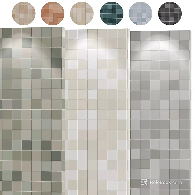 Interior Wall Decorated With Tile Patterns In Different Color Tones 3d model