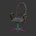 Vintage Brown Leather Office Chair With Black Armrests Five Point Metal Base And Swivel Wheels