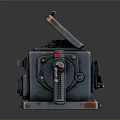 Vintage Industrial Metal Equipment Featuring Open Lid Black Granules And Mechanical Parts