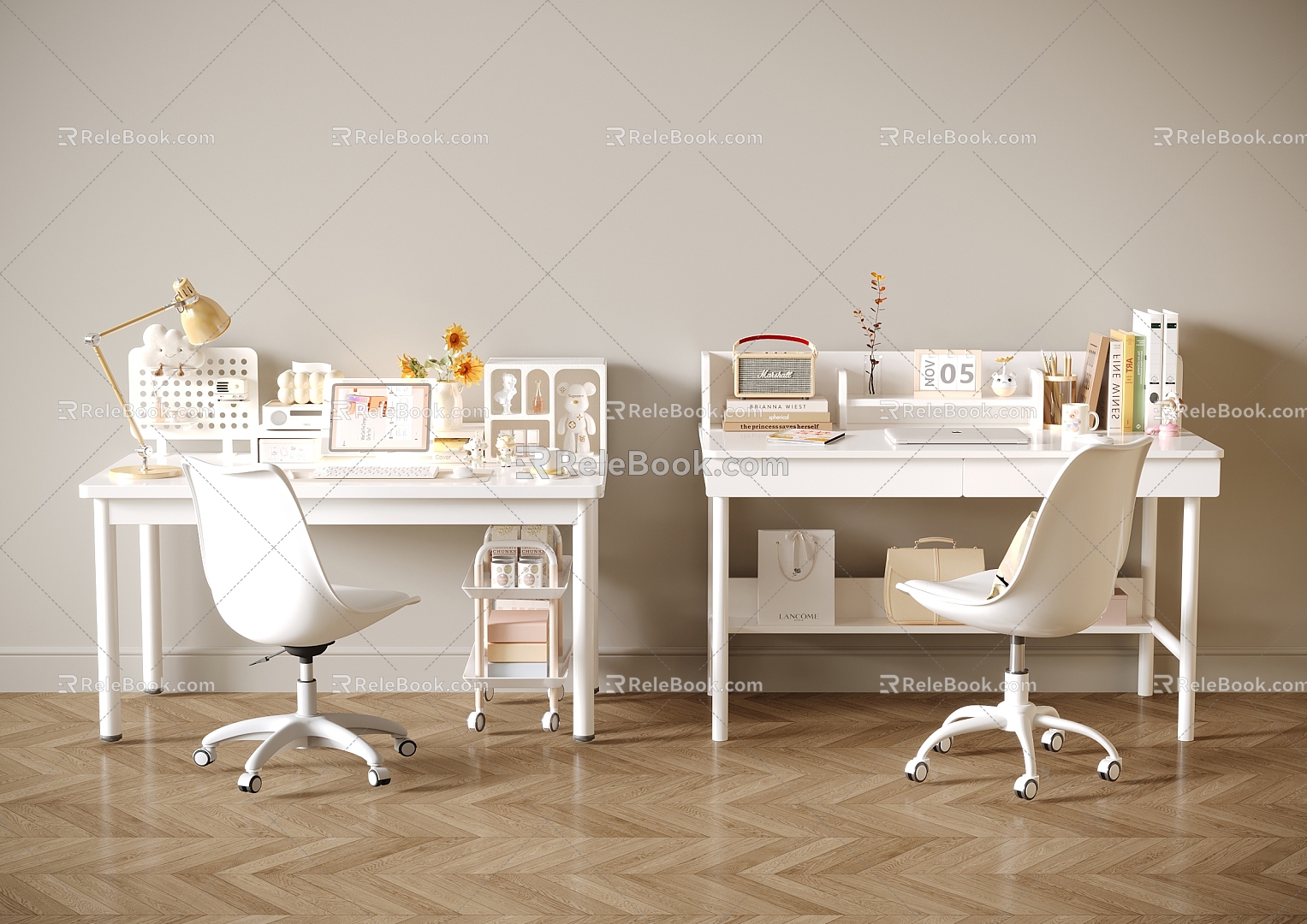 Cream wind desk model