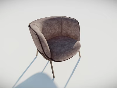 Modern Single Sofa With Curved Armrest Soft Gray Fabric Upholstery And Slim Metal Legs 3d model