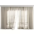 Elegant Light Beige Sheer Curtains Allowing Natural Light Through Window Panels 3d model