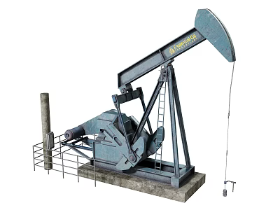 Heavy Duty Industrial Oil Pump Jack With Steel Frame Base Ladder And Extraction System 3d model