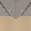 Modern Ceiling Design With Geometric White Panels Recessed Lighting And Wooden Wall Panels