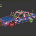 Blue NYPD Police Car With Roof Lights And Side Patrol Logo
