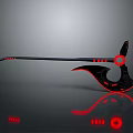 Futuristic Battle Axe Weapon with Black Handle and Red Glowing Accents