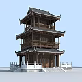 Traditional Chinese Ancient Architecture With Multi Story Wooden Structure And Overhanging Eaves
