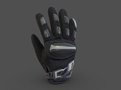 Black Protective Glove With Mesh Fabric And Knuckle Padding For Comfortable Daily Use 3d model