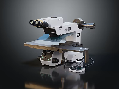 Advanced Medical Microscope With Binocular Lenses Precision Stage And Control Panel 3d model