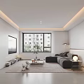 Modern Living Dining Room Interior Design Open Layout With Sofa Dining Table And Large Window 3d model