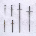 Antique Swords Collection With Various Sizes And Styles Arranged On White Wall