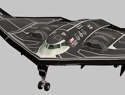 Black Passenger Plane With Cockpit Windows Landing Gear And Body Markings 3d model