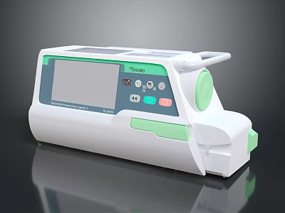 Flo Med Medical Infusion Pump With Digital Display Control Buttons White Green Design 3d model