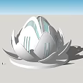 Lotus Shaped 3D Model Decorative Sculpture With Layered Petals And Modern Design