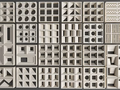 Modern Decorative Room Dividers With Various Geometric Patterns And Perforated Designs 3d model