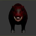 Game Movie Character Red Boar with Dark Red Fur and Sharp Tusks 3D Render