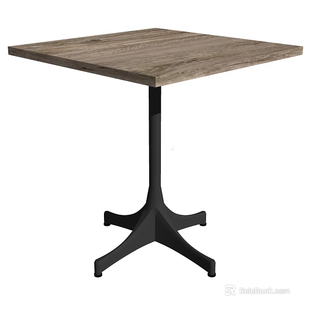 Modern Minimalist Square Coffee Table With Wooden Tabletop And Black Metal Legs 3d model 