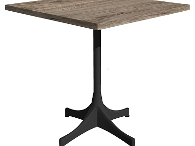 Modern Minimalist Square Coffee Table With Wooden Tabletop And Black Metal Legs 3d model