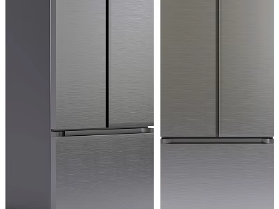 Modern Stainless Steel Refrigerator Freezer Double Door With Sleek Finish For Kitchen 3d model