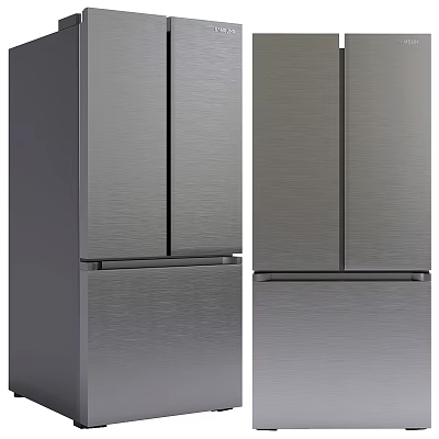 Modern Stainless Steel Refrigerator Freezer Double Door With Sleek Finish For Kitchen 3d model