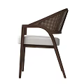 Modern Minimalist Leisure Chairs With Rattan Backrest Wooden Frame And White Cushion