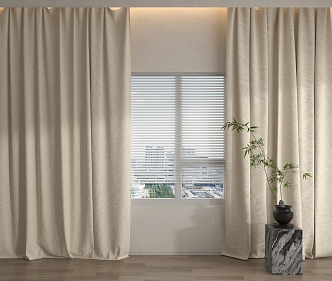 Modern Curtain Fabric Curtain Pleated Curtain 3d model