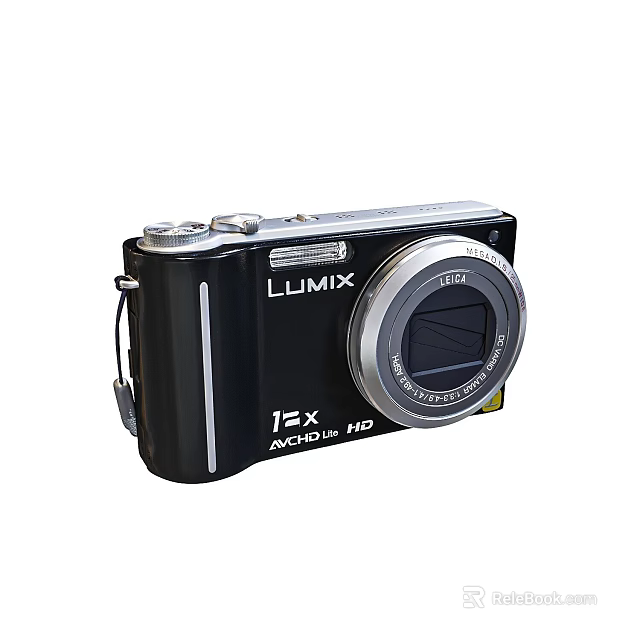 Black LUMIX AQUAINT HD Digital Camera With 13x Zoom And Compact Design Features 3d model 