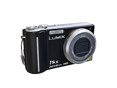 Black LUMIX AQUAINT HD Digital Camera With 13x Zoom And Compact Design Features 3d model