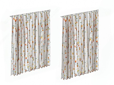 Shower Curtain IKEA Dovlin Shower Curtain Pull-up Curtain Pleated Print 3d model