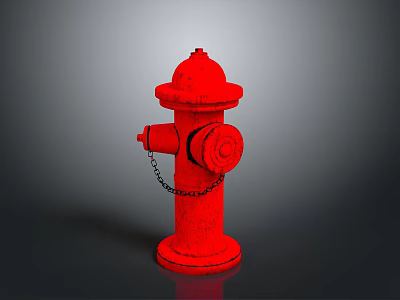 Shiny Red Fire Hydrant With Metallic Body Chain And Top Cap 3d model
