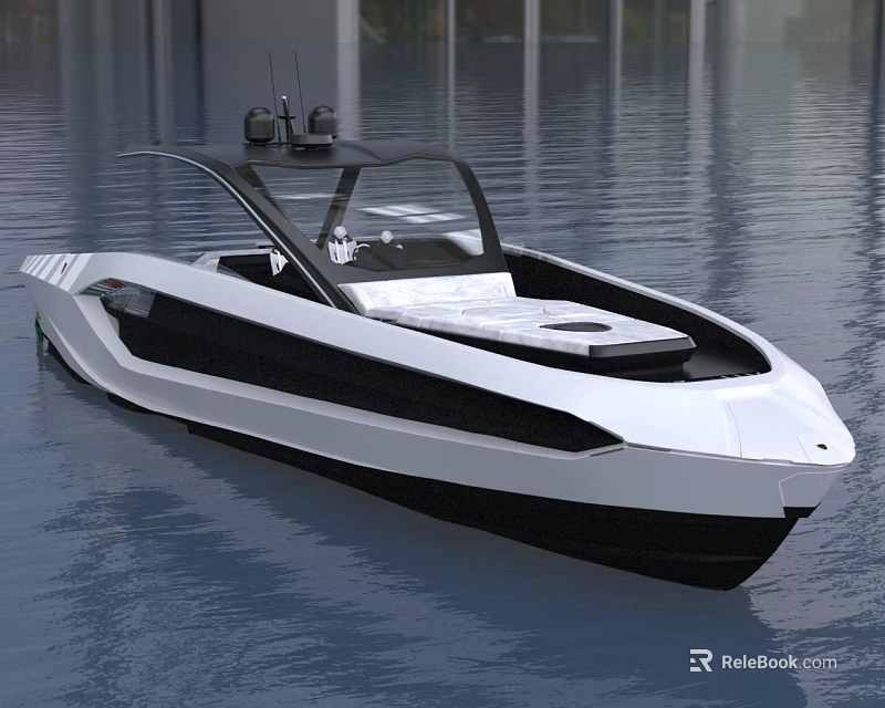 Modern Yacht Featuring Sleek Exterior And Modern Design On Water 3d model 