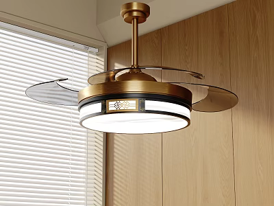 Modern Gold Brass Chandelier with Glass Shade in Contemporary Living Room Interior Design 3d model