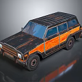 Vintage Off Road Vehicle With Rusty Metal Body And Wooden Side Panels