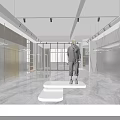 Modern Clothing Store Interior With Well Lit Shelves Hanging Clothes Marble Floor And Display Tables