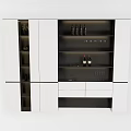 Modern White And Black Wine Cabinet With Storage Shelves For Wine Bottles And Glassware