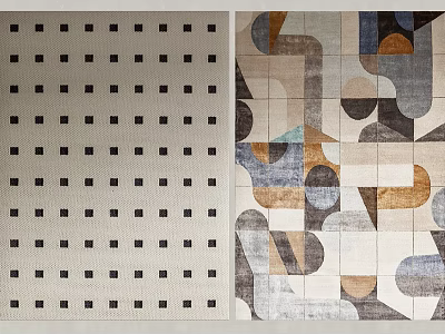 Square Rugs Featuring Geometric Square Patterns And Abstract Multicolor Designs For Modern Home Decor 3d model