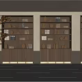 Modern Wooden Bookshelves With Shelves Books Decorative Items And Warm Lighting By Autumn Plant