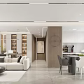 Modern Dining and Living Room Interior With Open Concept TV Wall and Dining Table
