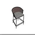 Modern Bar Stools With Rattan Backrest White Cushion And Metal Frame