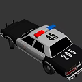 Classic Black And White Police Car With Red Blue Lights And Front Push Bumper