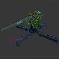 3D Rendered Military Artillery Gun With Metal Texture And Tripod Base Structure